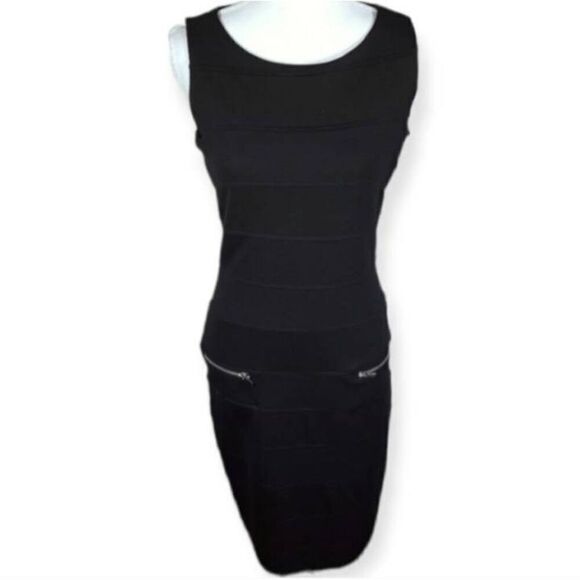 ADRIENNE VITTADINI BLACK BODYCON ZIPPER DRESS SZ.6 EUC. - Picture 1 of 8
